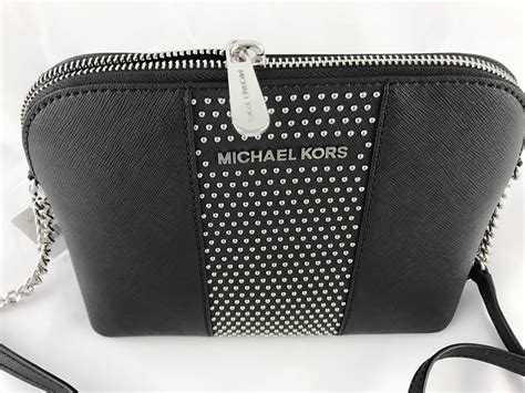 michael kors black crossbody silver chain